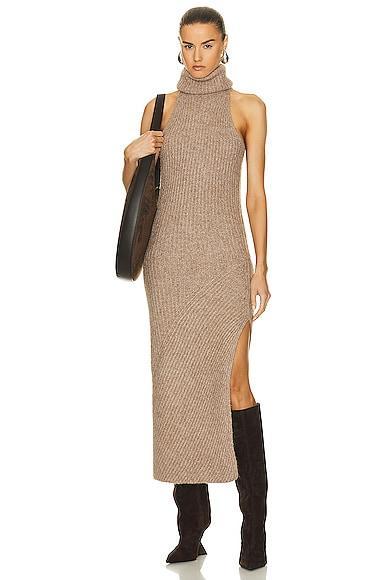 NICHOLAS Kiandra Sleeveless Turtleneck Midi Dress in Taupe Product Image