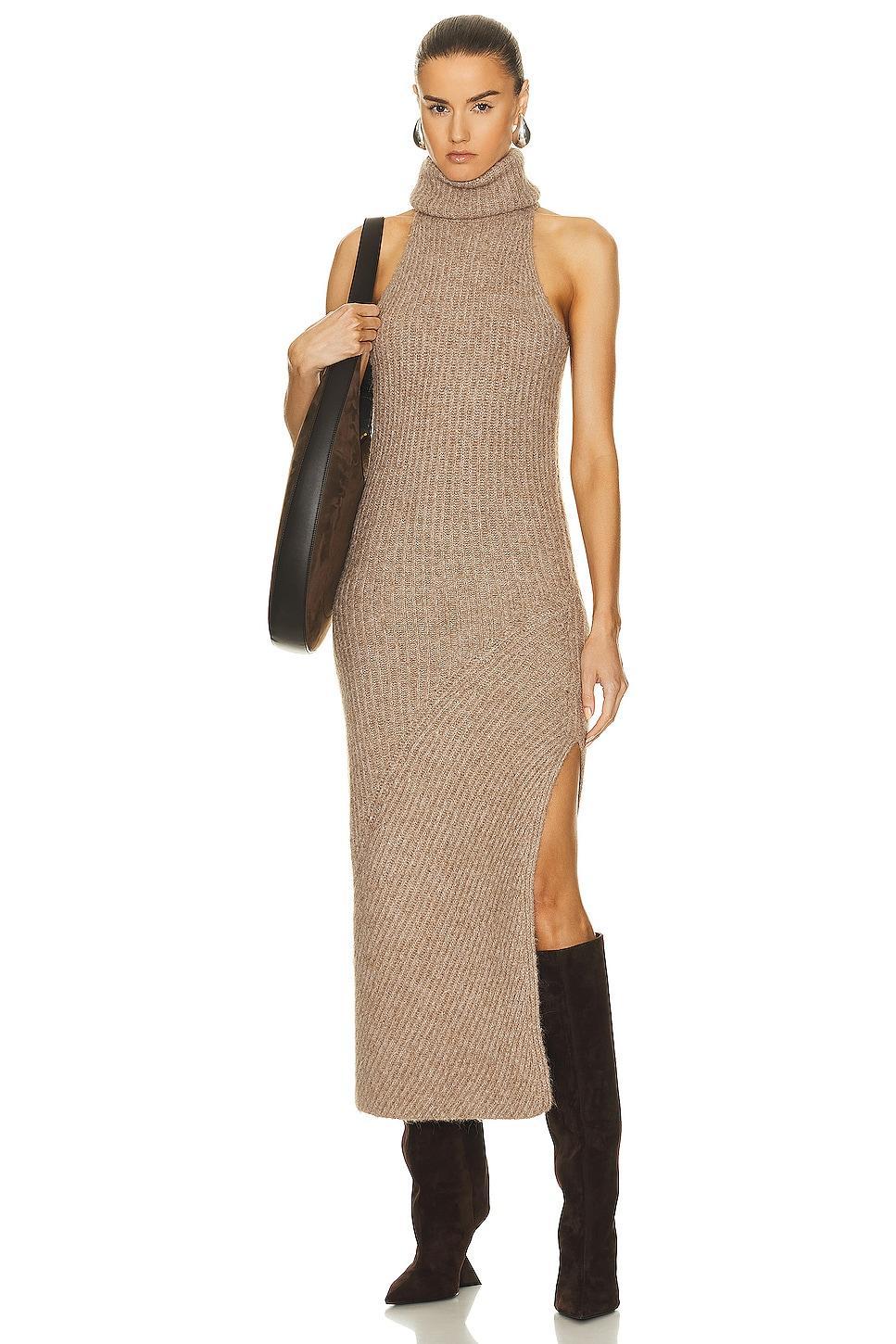 NICHOLAS Kiandra Sleeveless Turtleneck Midi Dress in Taupe Product Image