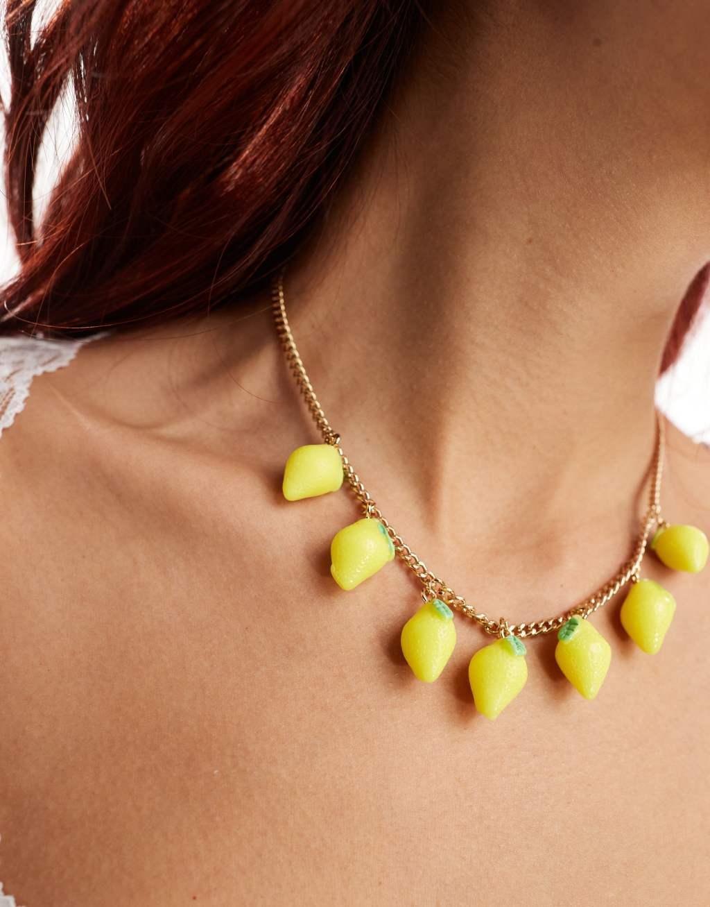 Reclaimed Vintage gold chain necklace with lemons Product Image