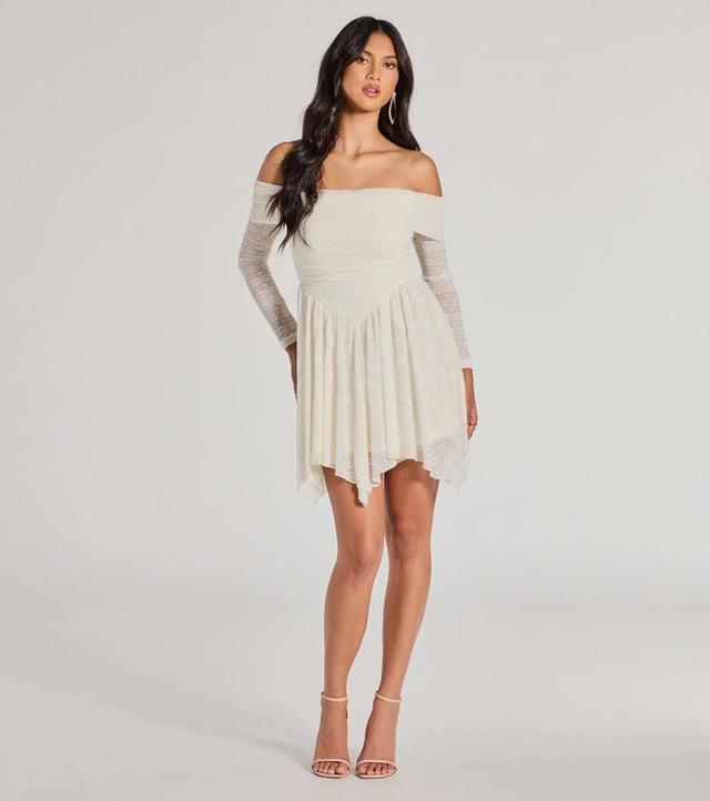 Bohemian Chic Lace Off-The-Shoulder Skater Dress Product Image