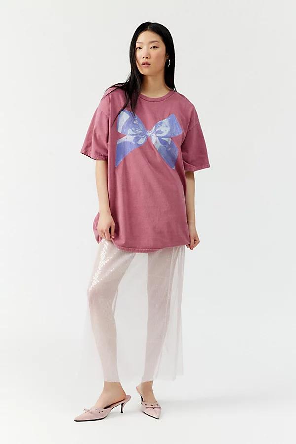 Distressed Bow T-Shirt Dress Womens at Urban Outfitters Product Image