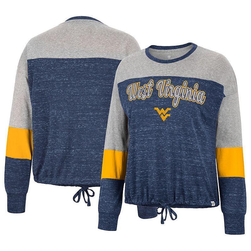 Womens Colosseum West Virginia Mountaineers Joanna Tie Front Long Sleeve T-Shirt Blue Product Image