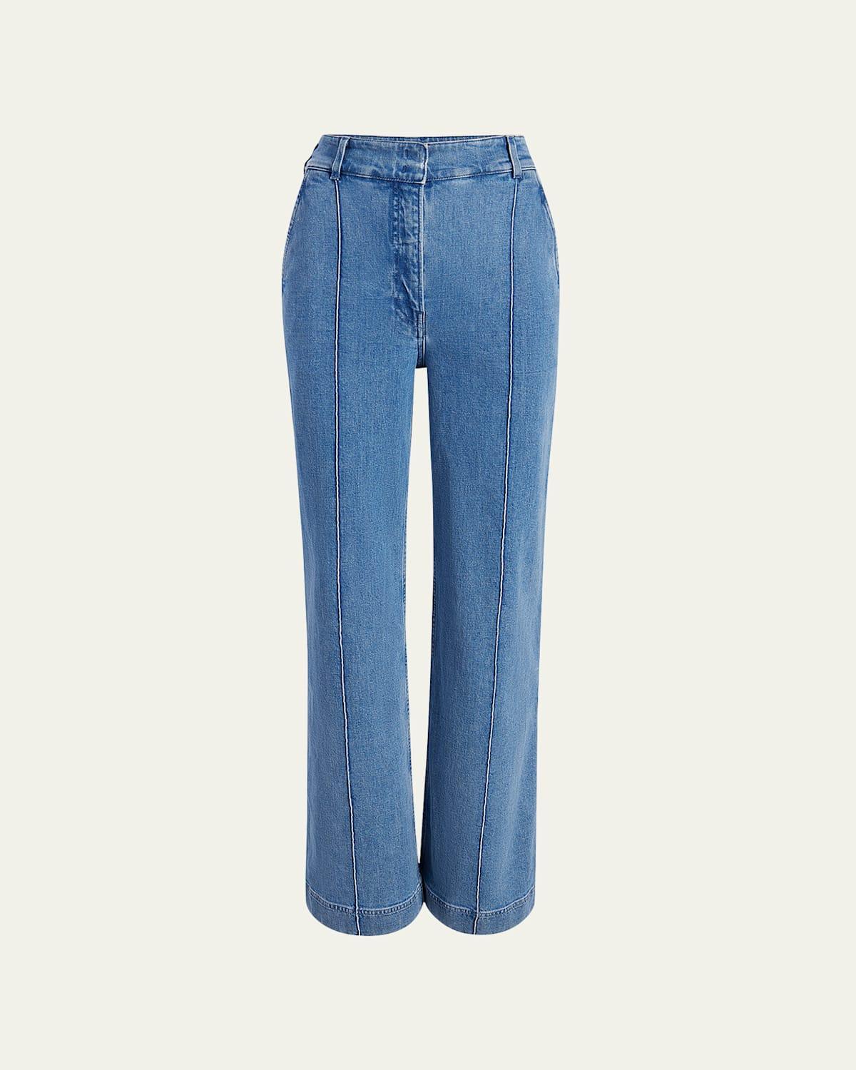 Womens High-Rise Denim Trousers product image