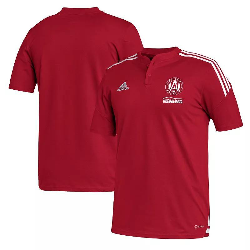 Mens adidas Red Atlanta United FC Henley AEROREADY Polo Product Image