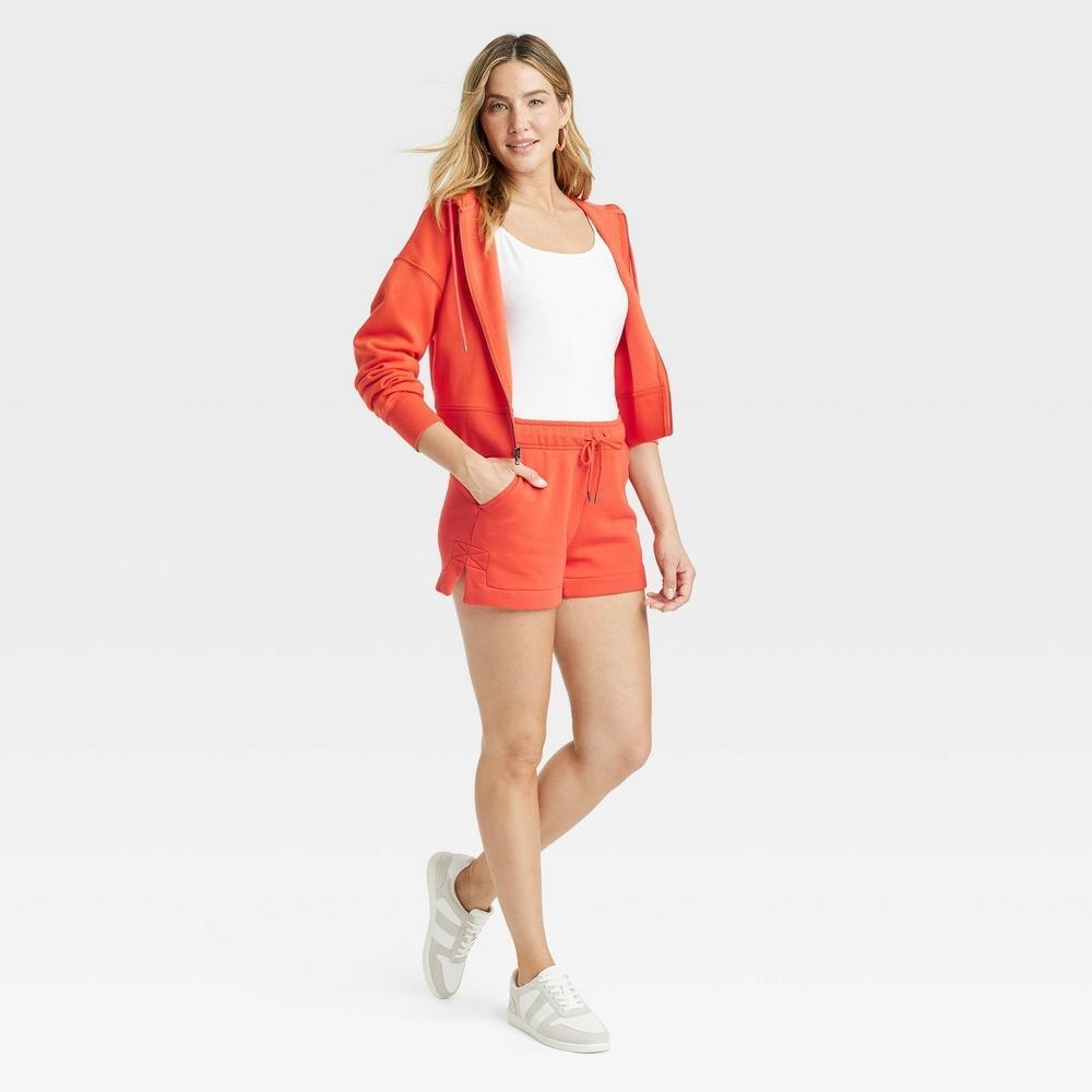 Womens Mid-Rise Fleece Shorts - Universal Thread Red L Product Image