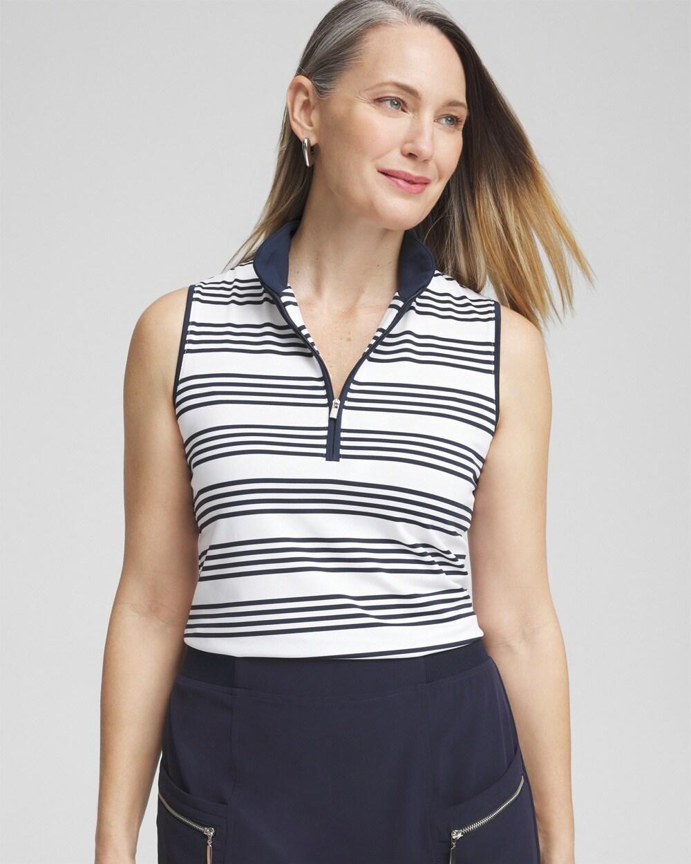 Women's Knit Stripe Polo Tank Top product image