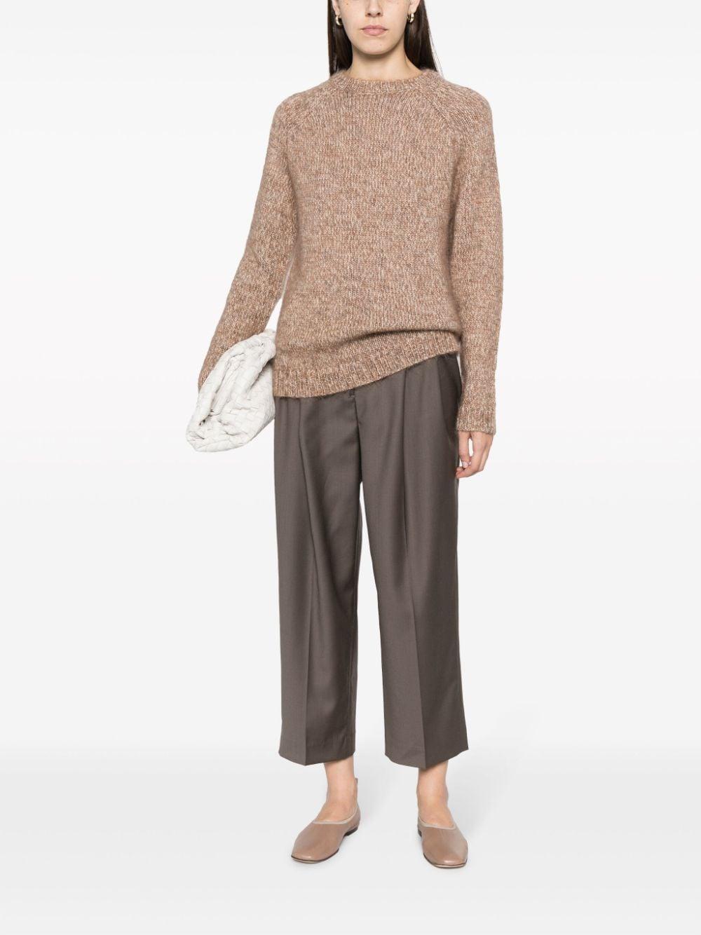 Mélange Wool-blend Jumper In Brown Product Image