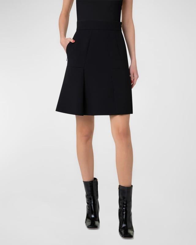 Pleated Wool Doubleface A-Line Skirt Product Image