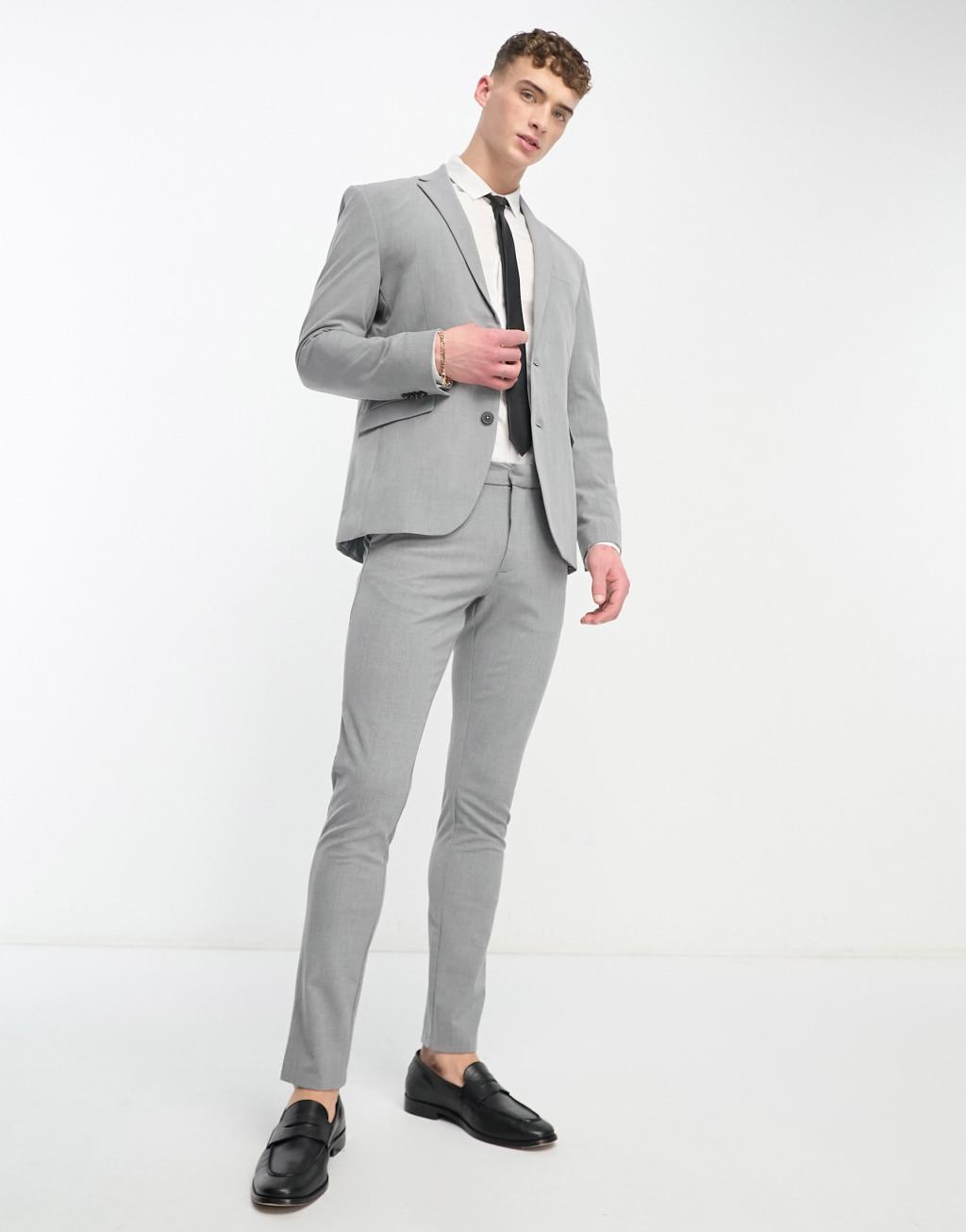 New Look Slim Suit Jacket In Gray Product Image