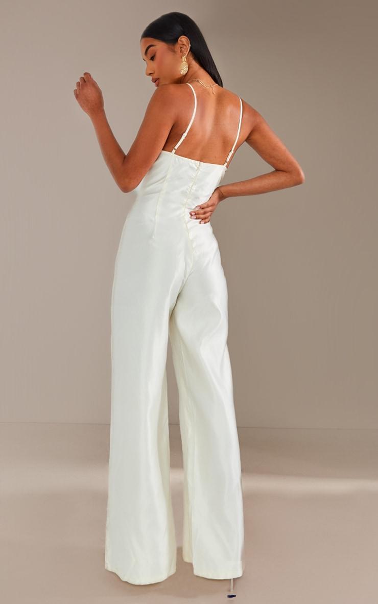 Cream Satin Cup Detail Corset Jumpsuit Product Image