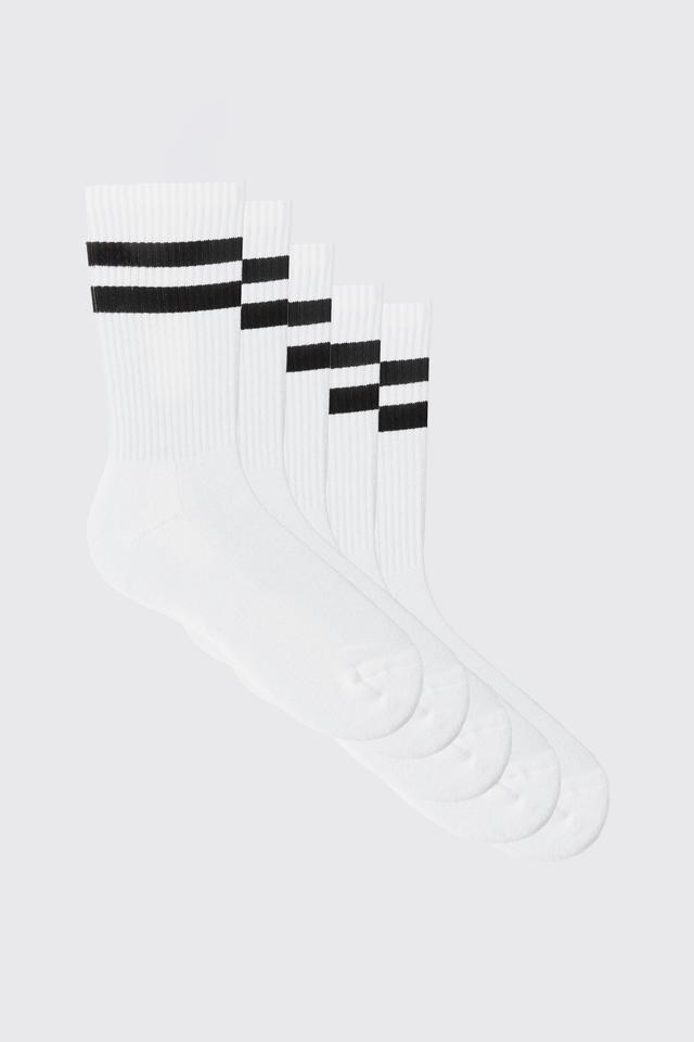 5 Pack Stripe Sport Socks | boohooMAN USA Product Image