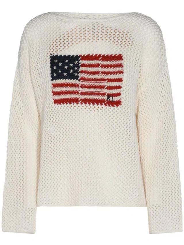 POLO RALPH LAUREN Knitted-flag Jumper In Chic Cream Product Image