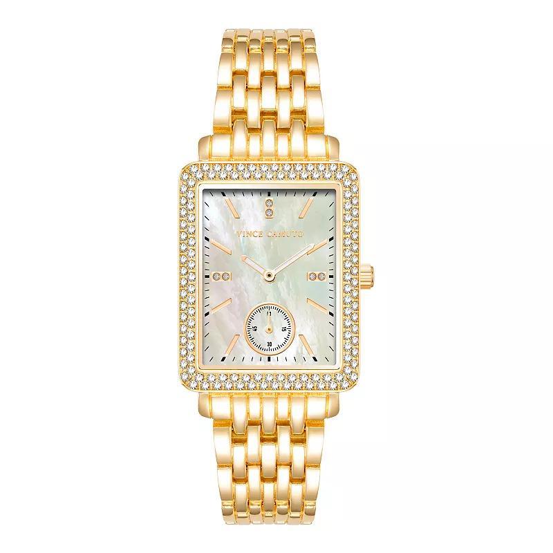 Vince Camuto Womens Mother-of-Pearl Dial Crystal Watch Gold Tone Product Image