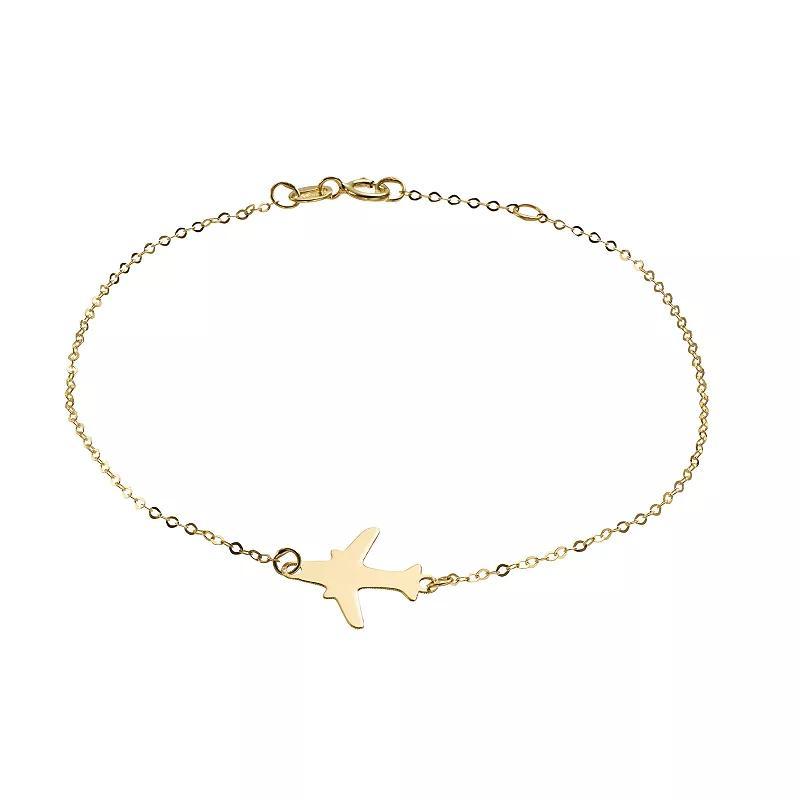 14k Gold Airplane Bracelet, Womens Product Image