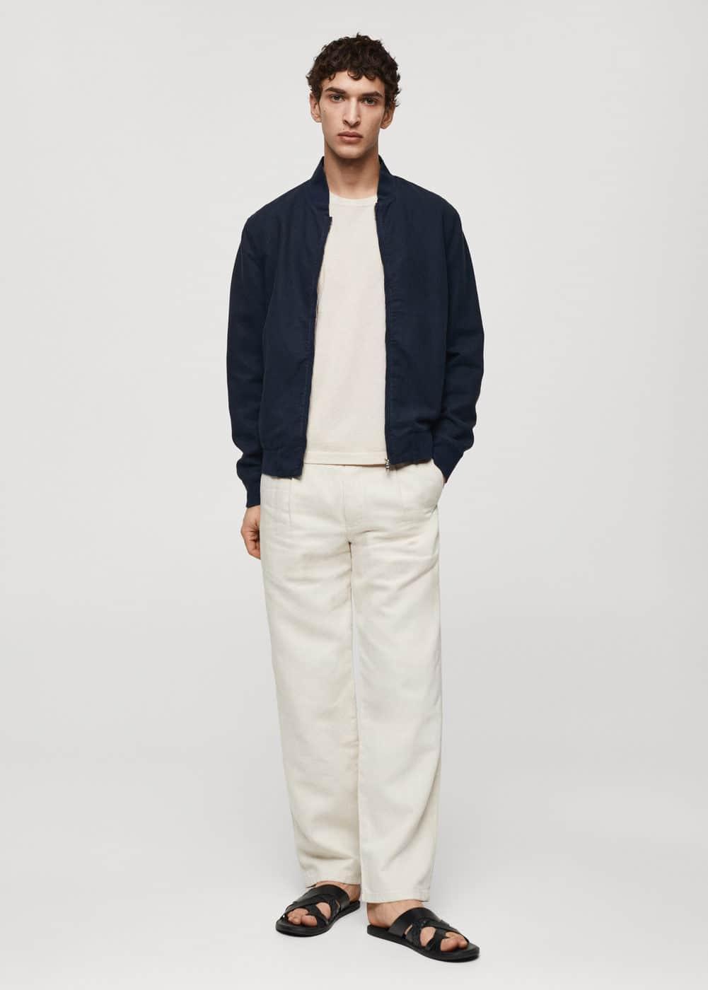 MANGO MAN - Linen lyocell bomber jacket dark navyMen product image