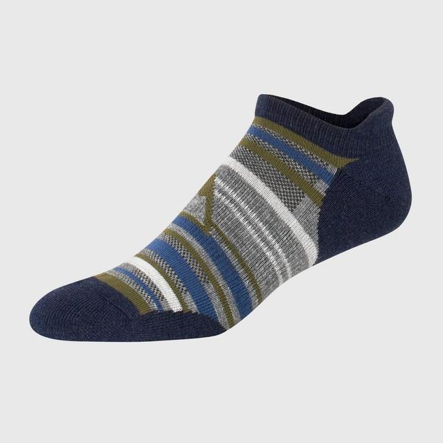 Hanes Premium Mens Striped Peaks Explorer Heel Shield Low Cut Socks 3pk - Blue 6-12 Product Image