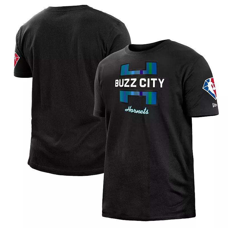 Mens New Era Black Charlotte Hornets 2021/22 City Edition Brushed Jersey T-Shirt Product Image