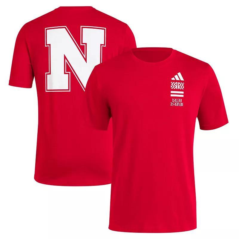 Mens adidas Scarlet Nebraska Huskers Reverse Retro Baseball 2 Hit T-Shirt Product Image