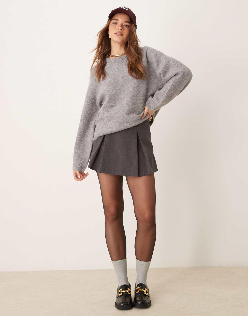 GINA TRICOT soft knit sweater in heather gray Product Image