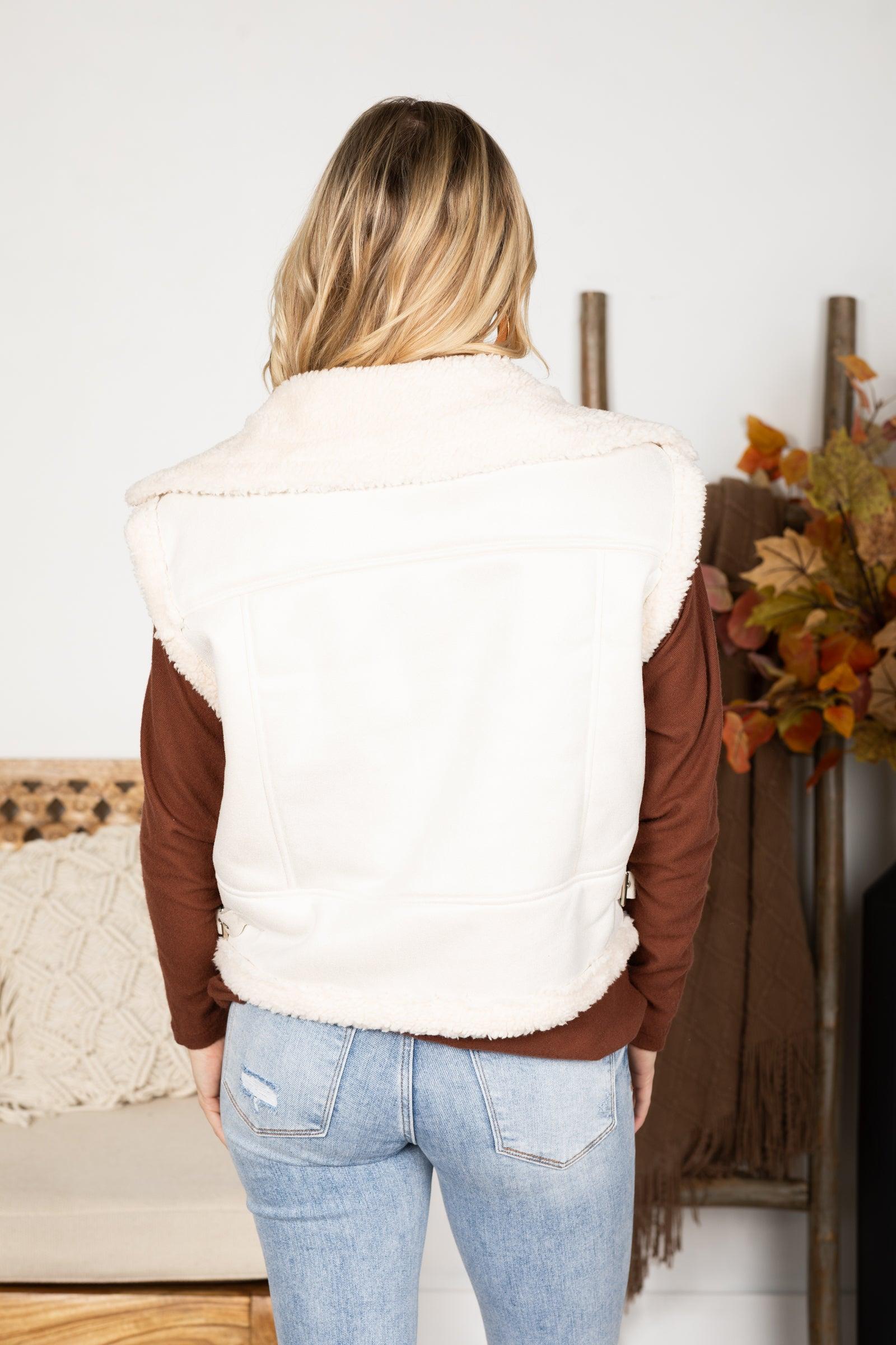 Sherpa Lined Faux Suede Vest Product Image