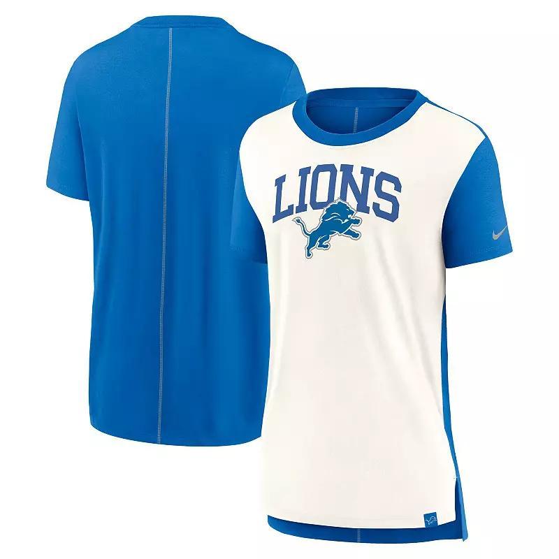 Nike Womens Cream Detroit Lions Wordmark Tri-Blend T-Shirt - Cream, Blue Product Image