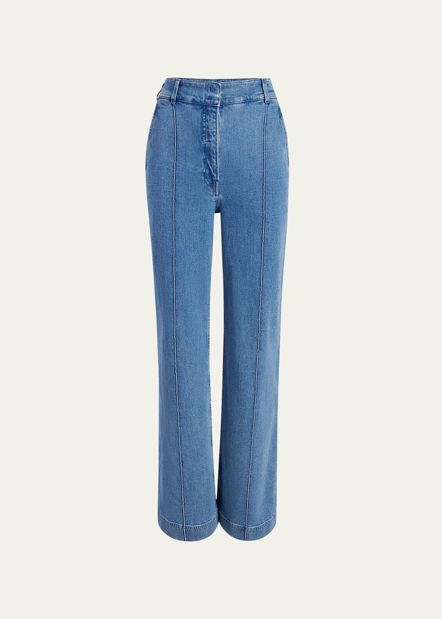 Womens High-Rise Denim Trousers Product Image