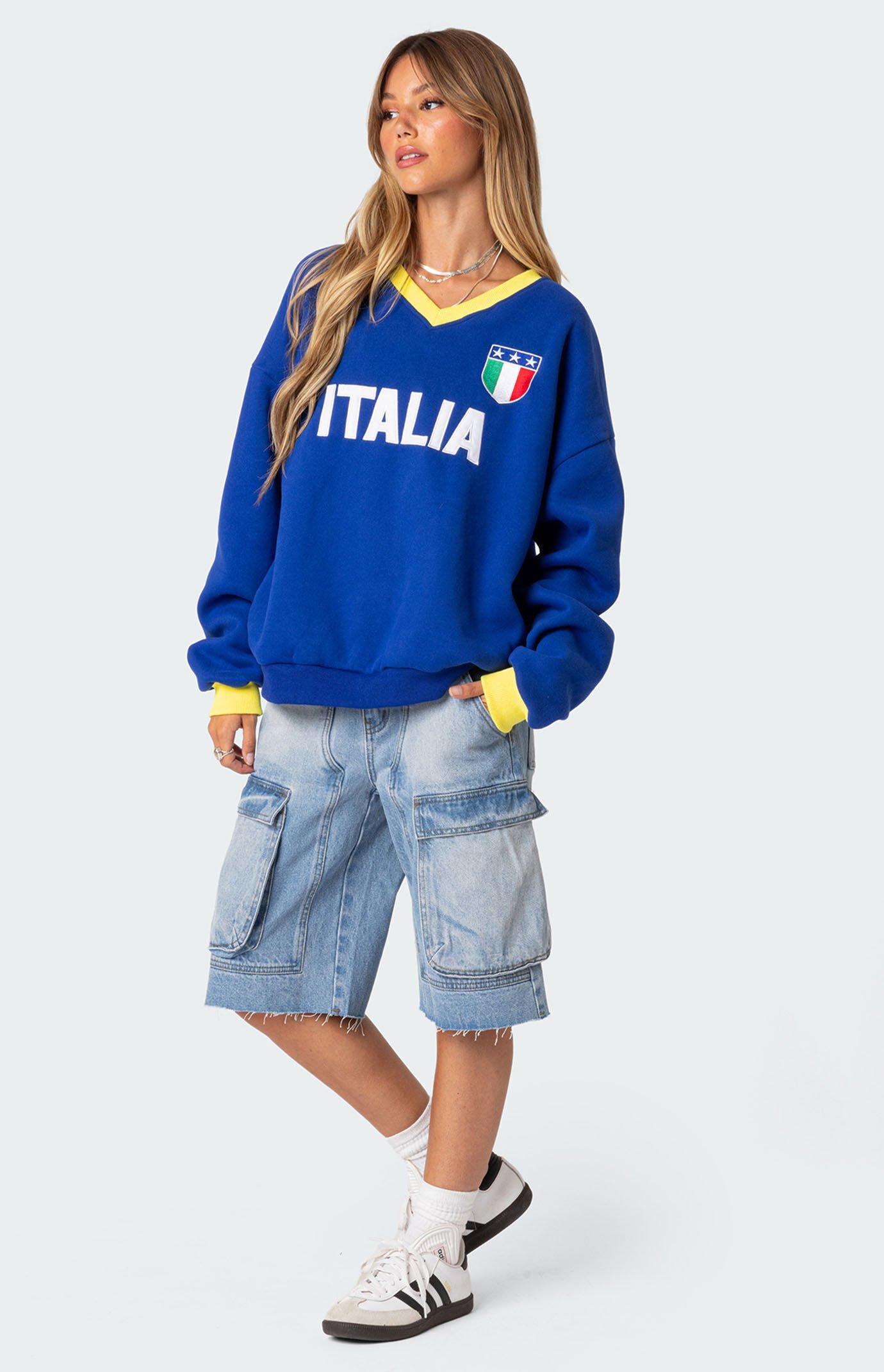 Edikted Womens Italy Oversized Sweatshirt - Bluearge Product Image