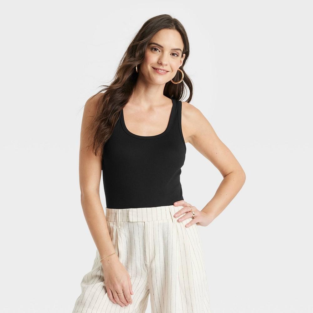 Womens Slim Fit Tank Top - A New Day Black S Product Image