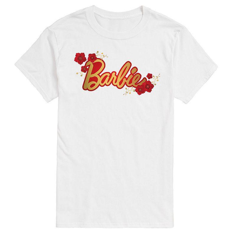 Big & Tall Barbie Logo Red Floral Graphic Tee, Mens Product Image