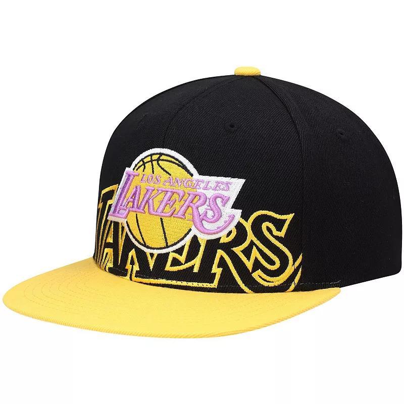 Mens Mitchell & Ness Black Los Angeles Lakers Hardwood Classics Low Big Face Snapback Hat - Black Product Image