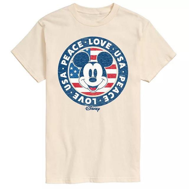 Disneys Mickey Mouse Mens Peace Love USA Americana Graphic Tee Product Image