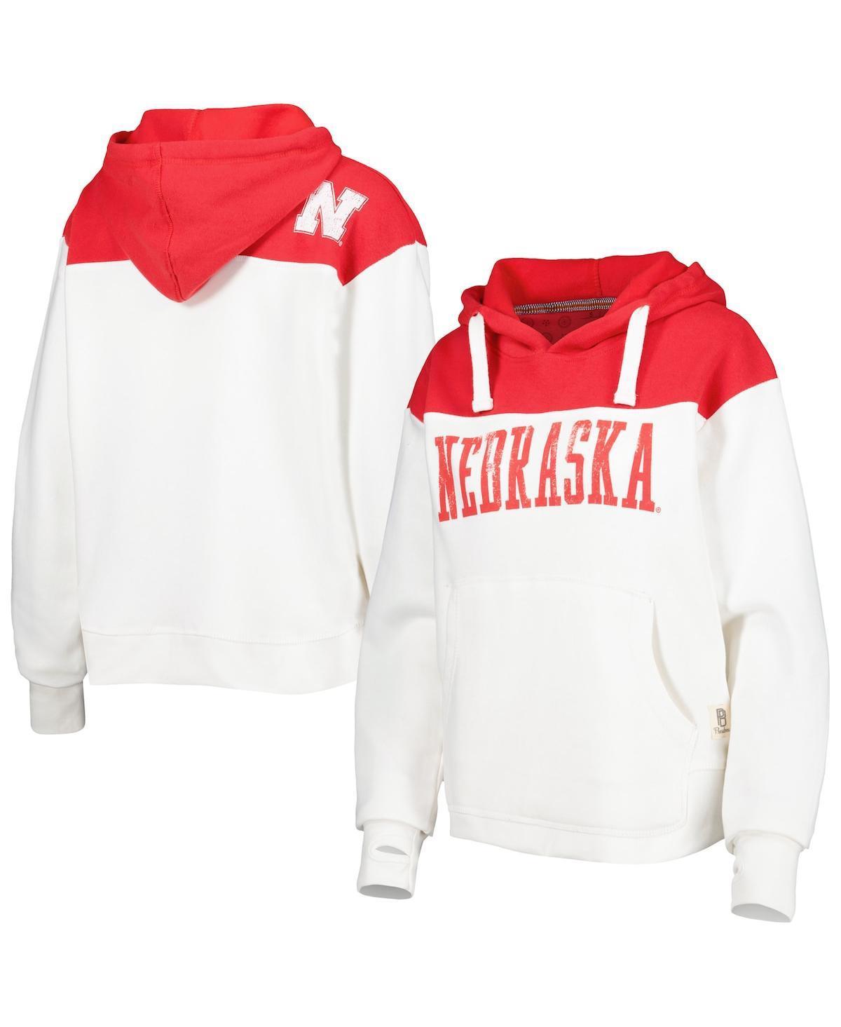 Womens Pressbox /Scarlet Nebraska Huskers Chicago 2-Hit Yoke Pullover Hoodie Product Image