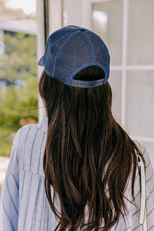 Ciao Embroidered Trucker Hat in Navy Product Image