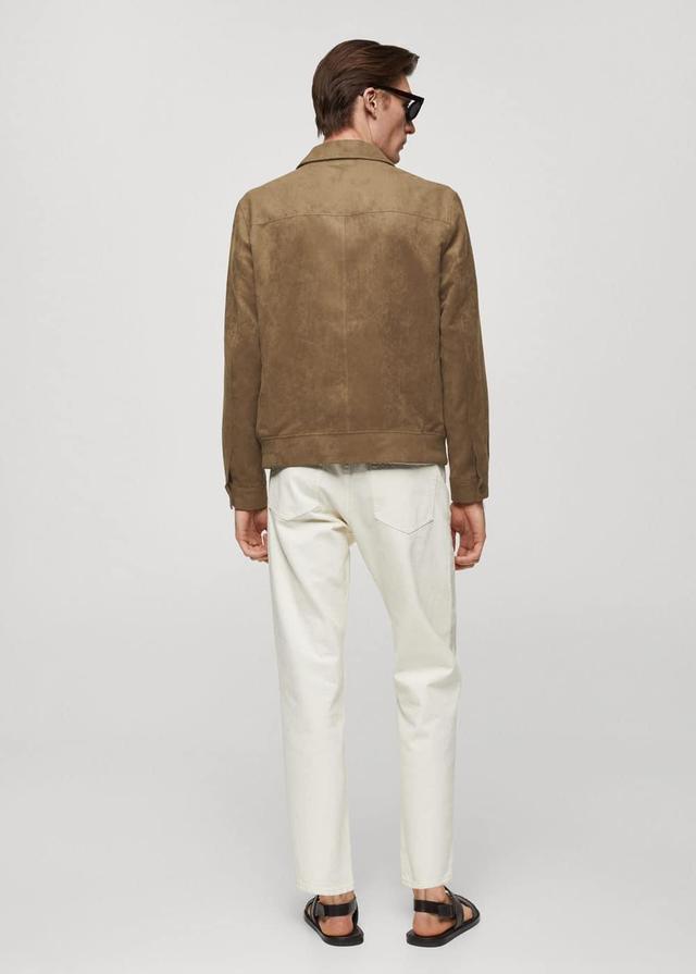 MANGO MAN - Suede-effect jacket with zipper medium brownMen Product Image