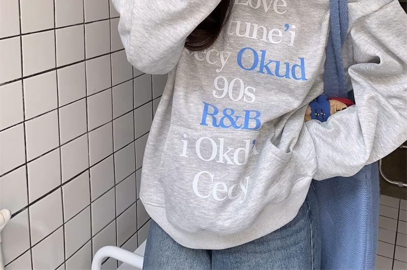 Drop Shoulder Lettering Printed Oversized Hoodie Product Image