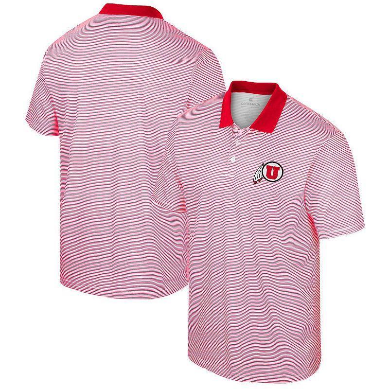 Mens Colosseum White Utah Utes Print Stripe Polo Product Image