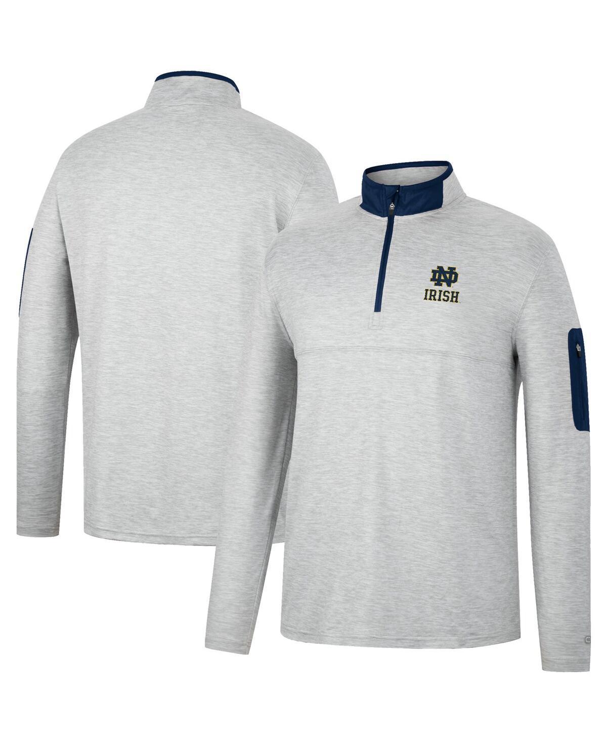 Mens Colosseum Heathered Gray/Navy Notre Dame Fighting Irish Country Club Windshirt Quarter-Zip Jacket Product Image