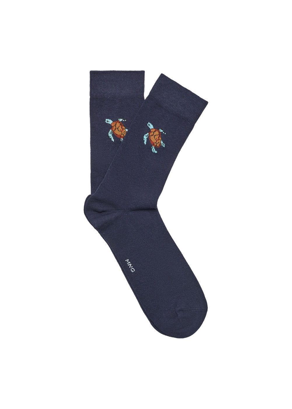 MANGO MAN - Animal embroidered cotton socks dark navyMen Product Image