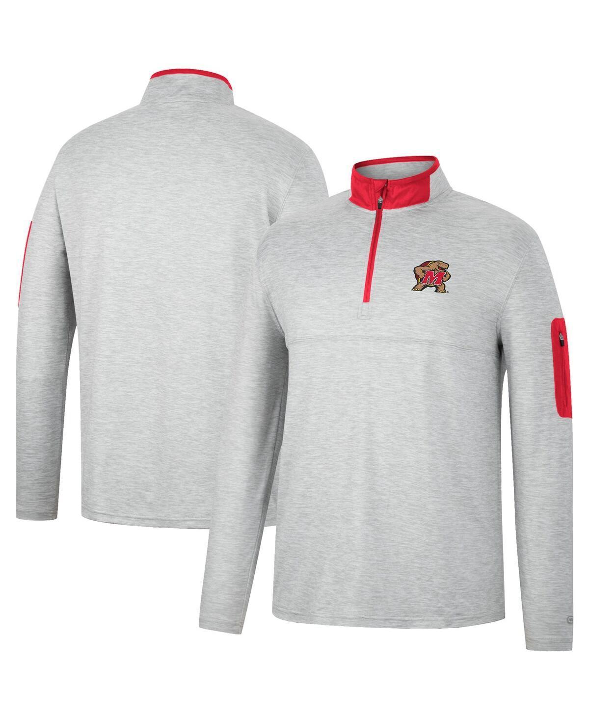 Mens Colosseum Heathered Gray/Red Maryland Terrapins Country Club Windshirt Quarter-Zip Jacket Product Image