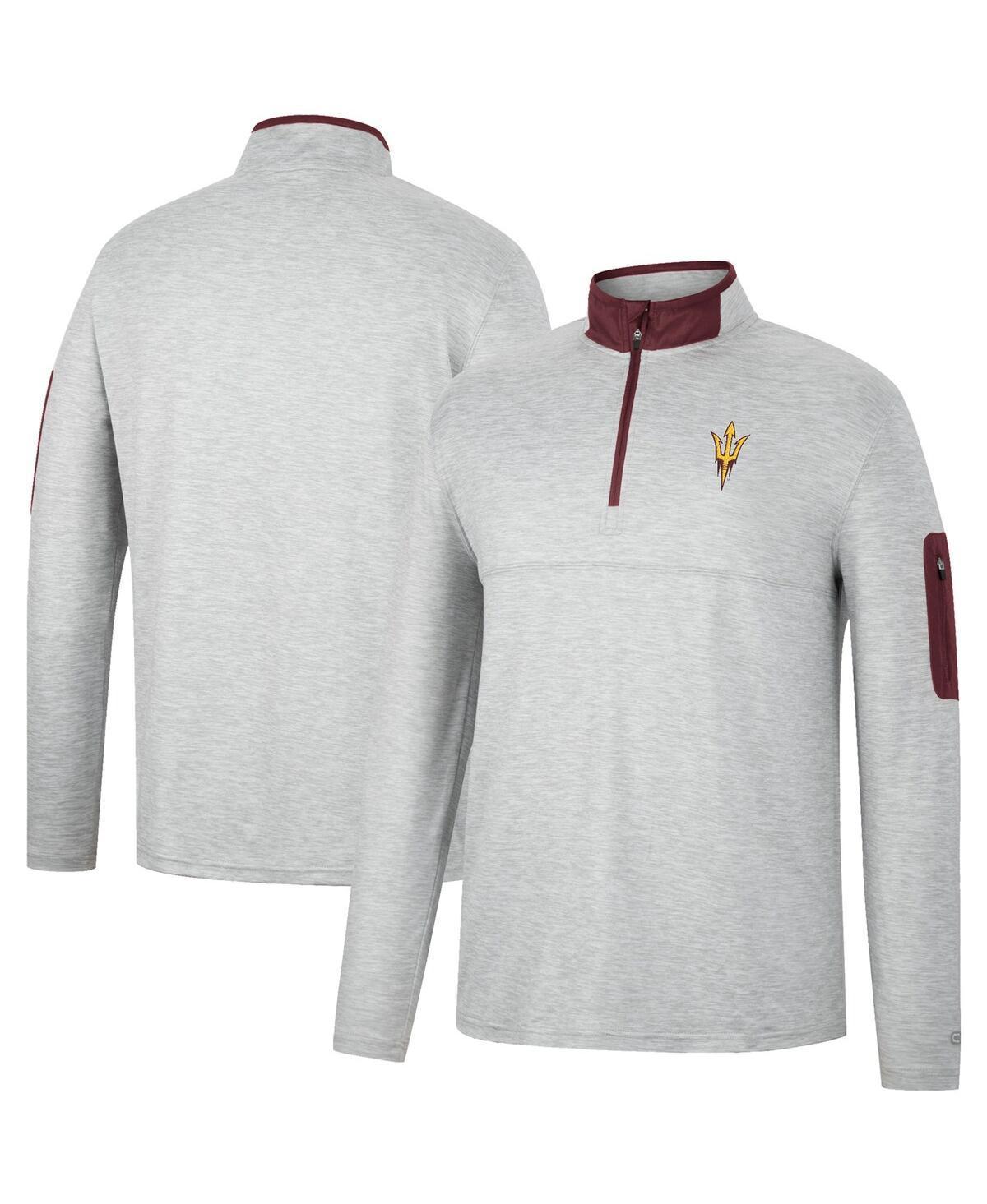 Mens Colosseum Heathered Gray/Maroon Arizona State Sun Devils Country Club Windshirt Quarter-Zip Jacket Grey Product Image