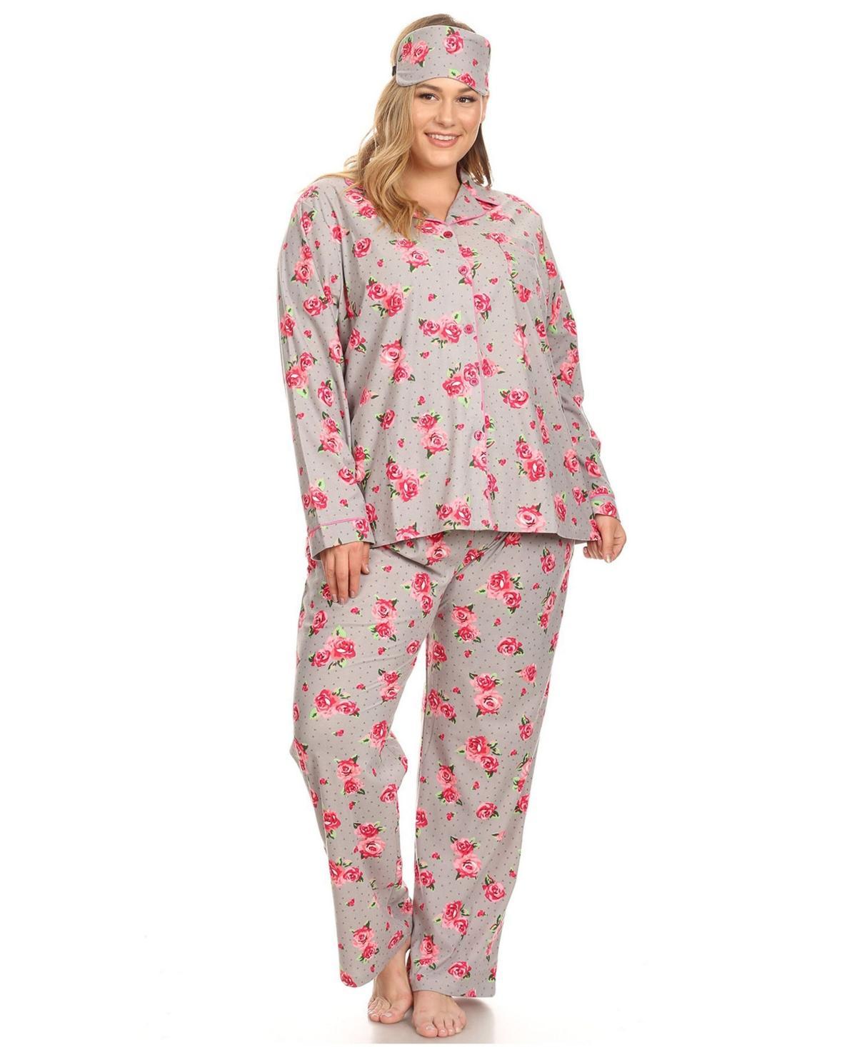 Womens Plus Size Pajama Set, 3 Piece Product Image