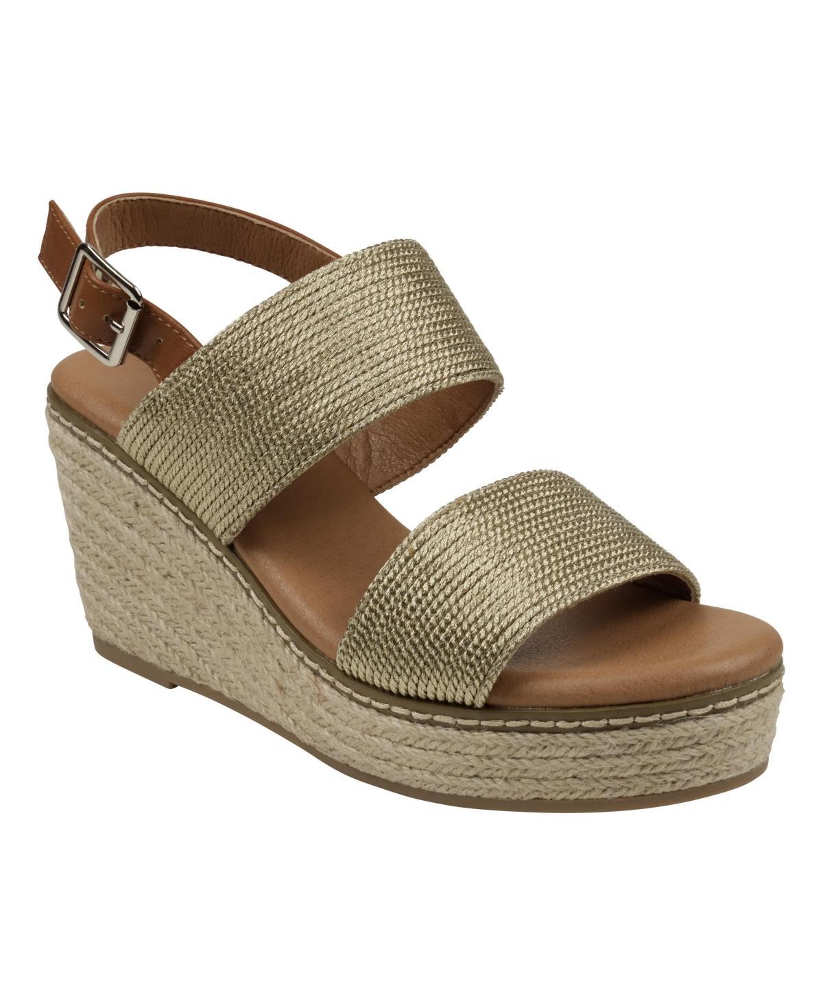 Gc Shoes Womens Ellis Metallic Double Band Slingback Espadrille Wedge Sandals Product Image