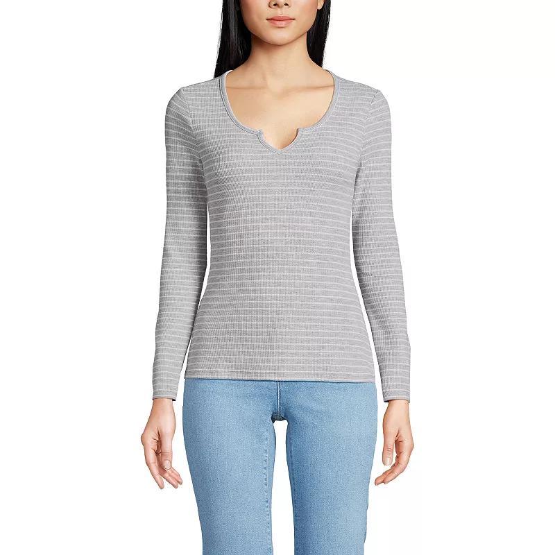 Womens Lands End Waffle Notch Neck Top Product Image