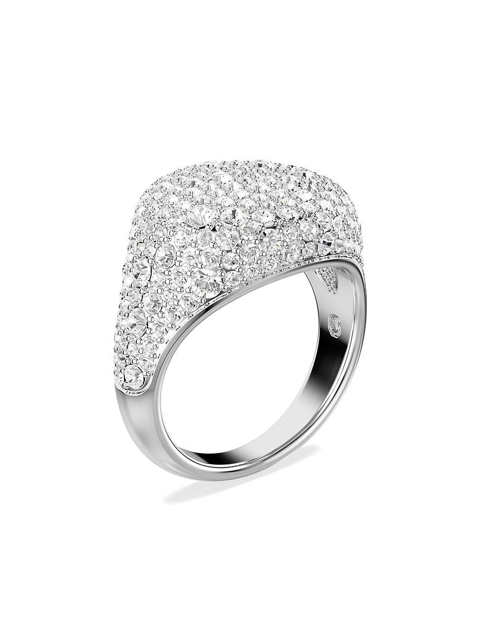 Womens Meteora Rhodium-Plated & Crystal Ring Product Image