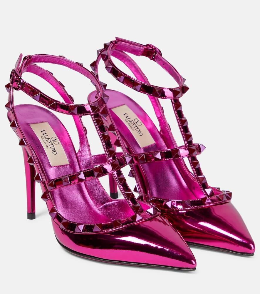 Rockstud Caged 100 Leather Pump In Pink Product Image