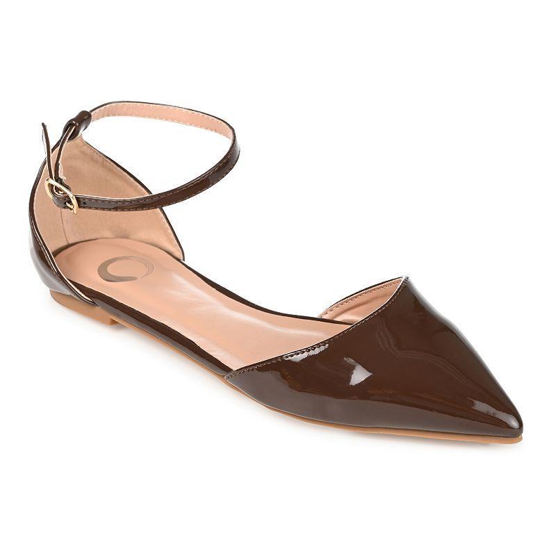 Journee Collection Reba Womens DOrsay Flats Patent Brown Product Image