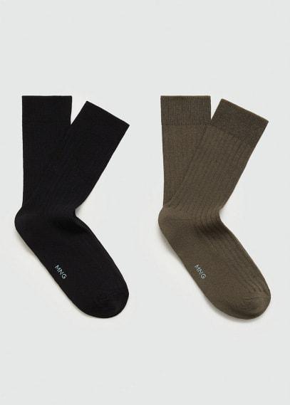 MANGO MAN - Pack of 2 ribbed cotton socks khakiMen Product Image