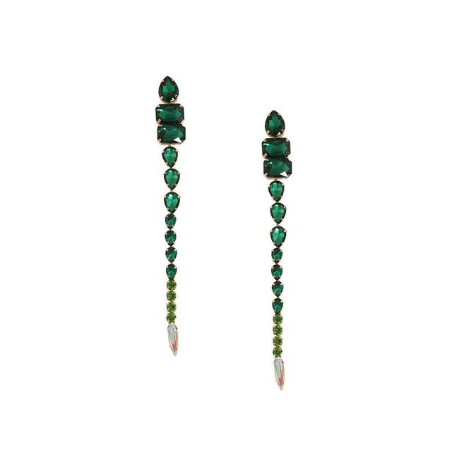 Sohi Womens Green Stone Drop Earrings Product Image