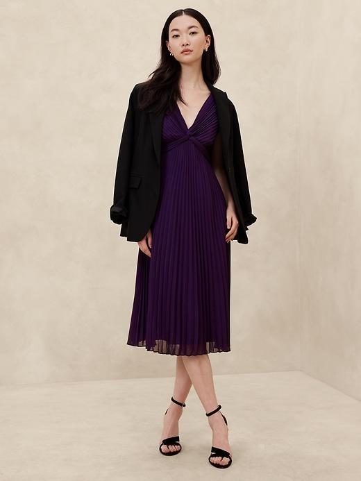 Chiffon Pleated Midi Dress Product Image