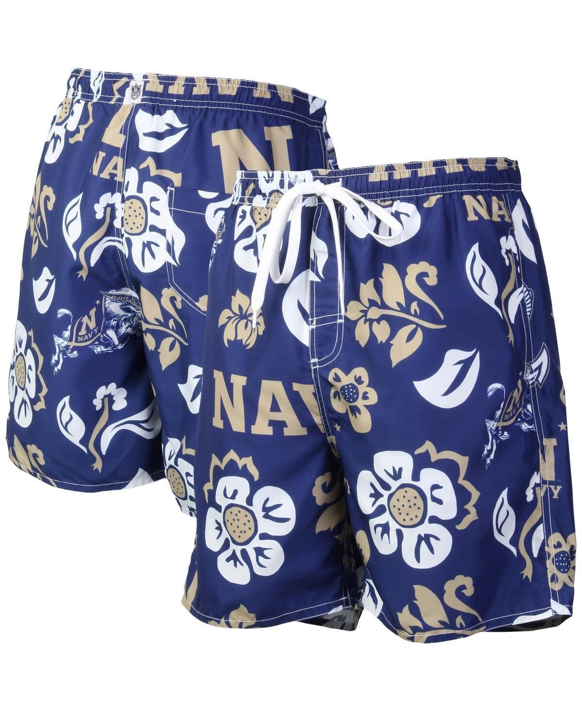 Mens Wes & Willy Midshipmen Floral Volley Logo Swim Trunks Blue Product Image